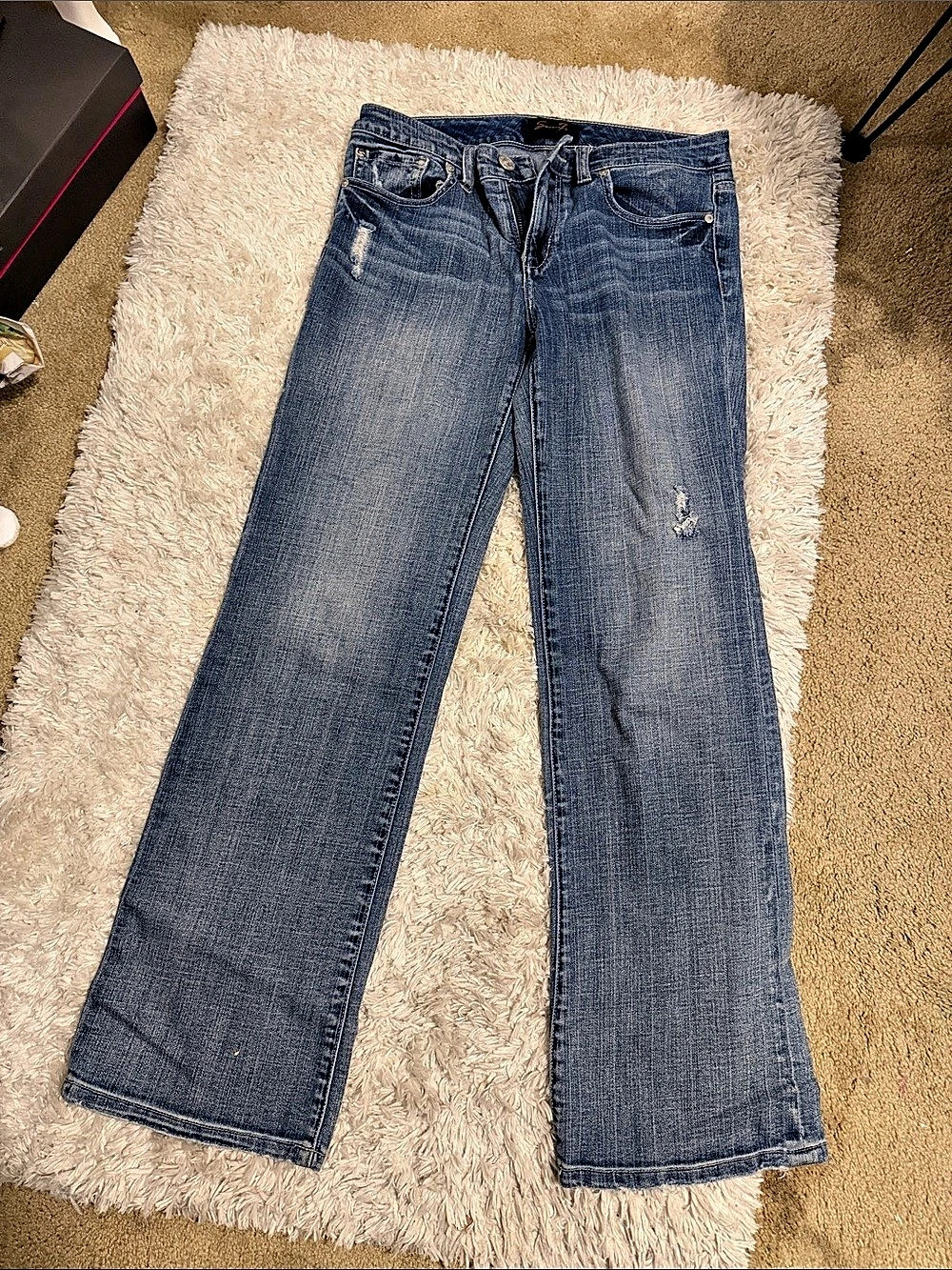 Seven7 S7 Flare Jeans in Blue Waist 4